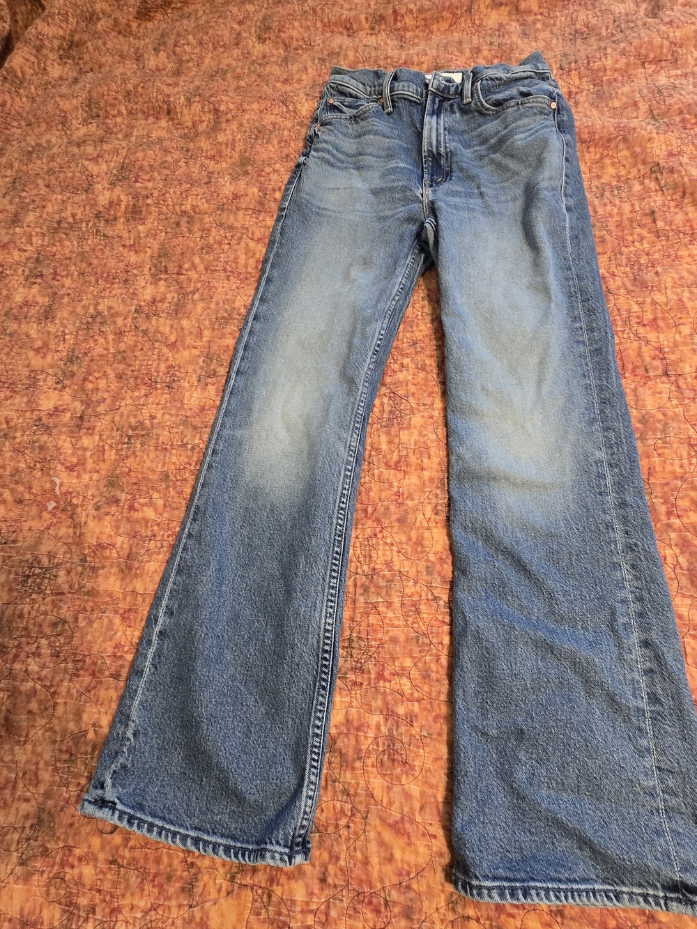 MOTHER Superior The Scooter Ankle Jeans Size 24 High Rise Flare Blue Denim